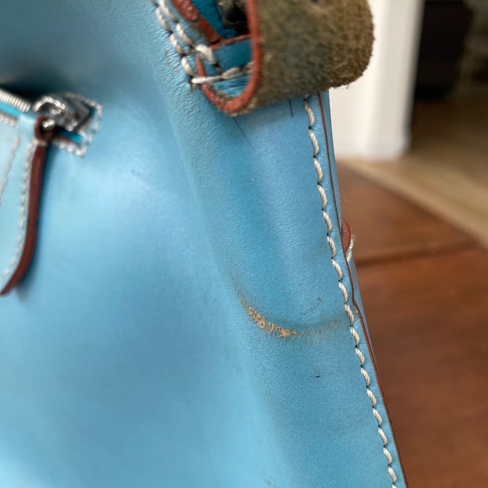 Boldrini Baby Blue Leather shoulder bag - Picture 9 of 12